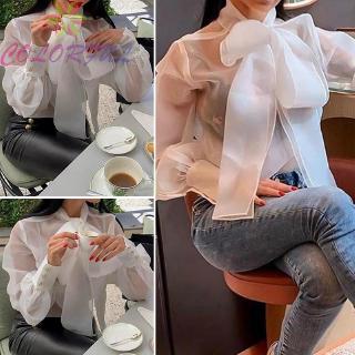 Áo xuyên thấu tay dài đính nút thời trang cho nữ