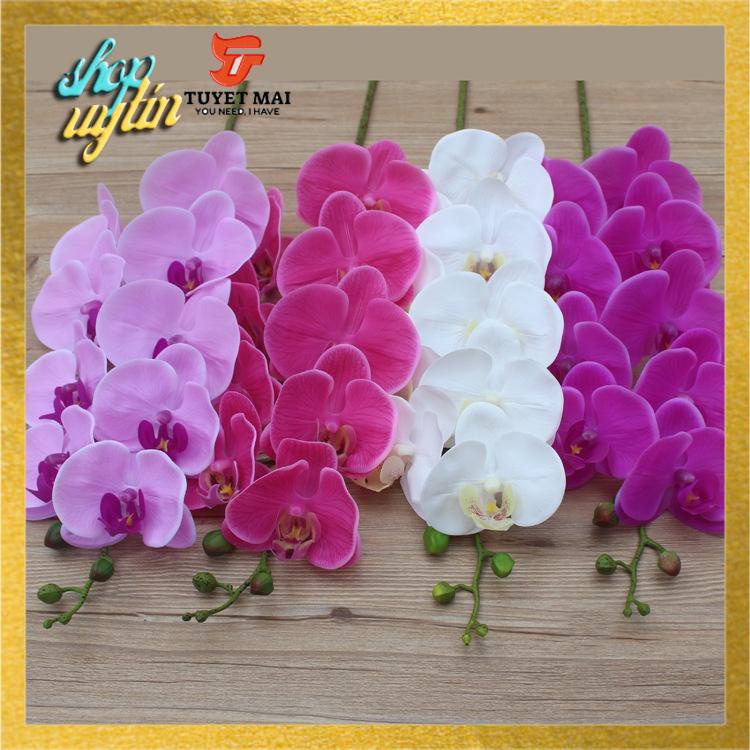 Hoa giả,hoa vải lụa - CÀNH LAN HỒ ĐIỆP 6 BÔNG CAO CẤP,  để bàn trang trí phòng khách rất đẹp