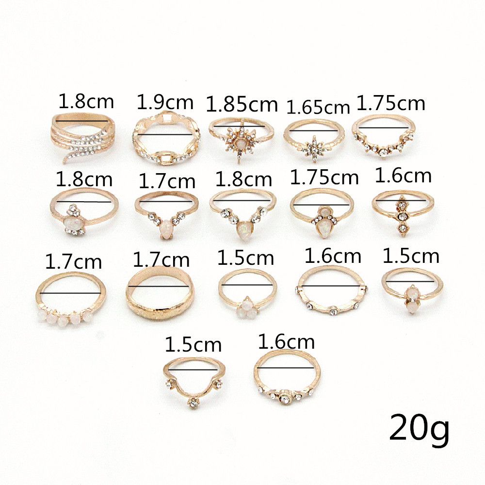 Bộ 17 Nhẫn Đeo Đốt Ngón Tay Đính Ngọc Trai Phong Cách Bohemian Dành Cho Nữ