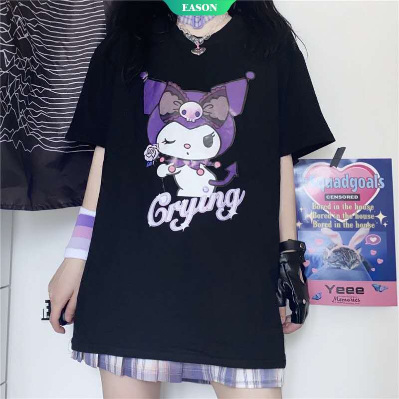 Áo Thun Tay Ngắn Dáng Rộng In Hoạt Hình Kuromi 2021 Thời Trang Mùa Hè Cho Nữ