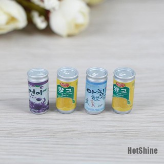 [HotShine] 4Pcs 1:12 Dollhouse miniature drink cans fou doll house kitchen decorate