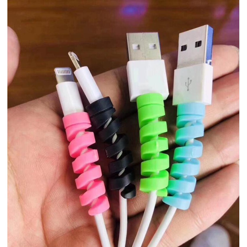 Phụ kiện bảo vệ dây cáp sạc từ silicon kiểu xoắn nhiều màu dễ thương