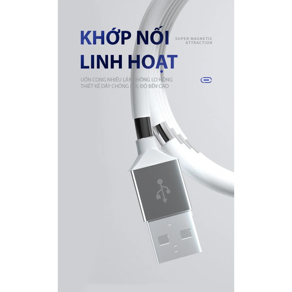 Cáp sạc nhanh chống rối - Đầu sạc iphone, Samsung, Oppo