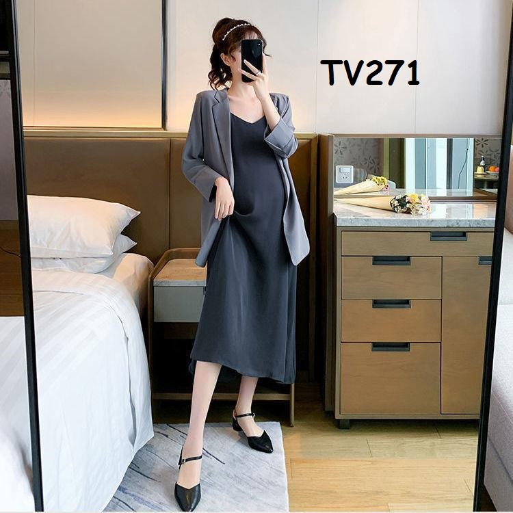 Set đầm bầu kèm áo khoác_TV271