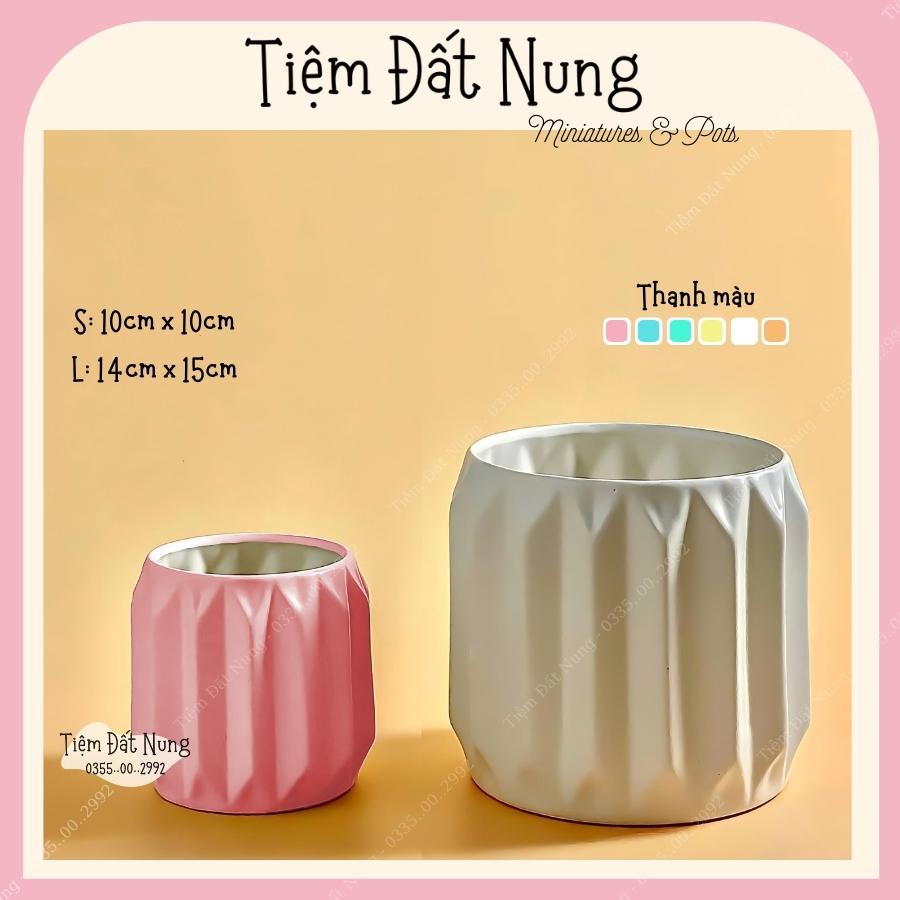Chậu Hoa Gốm Dáng Khía 6 Màu Men - Chậu Hoa Gốm Sứ Trồng Sen Đá Xương Rồng - tiemdatnung - Gốm sứ Bát Tràng