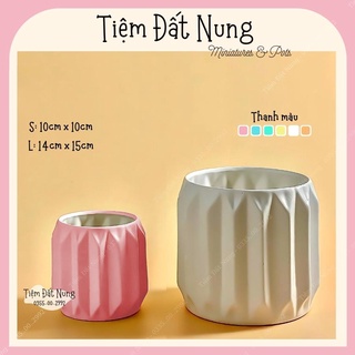 Chậu hoa gốm dáng khía 6 màu men - chậu hoa gốm sứ trồng sen đá xương rồng - tiemdatnung - gốm sứ bát tràng