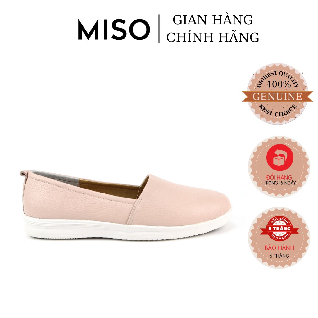 Giày slipon nữ thời trang đế bằng basic da thật êm mềm ôm chân đi làm đi chơi dạo phố MISO M034