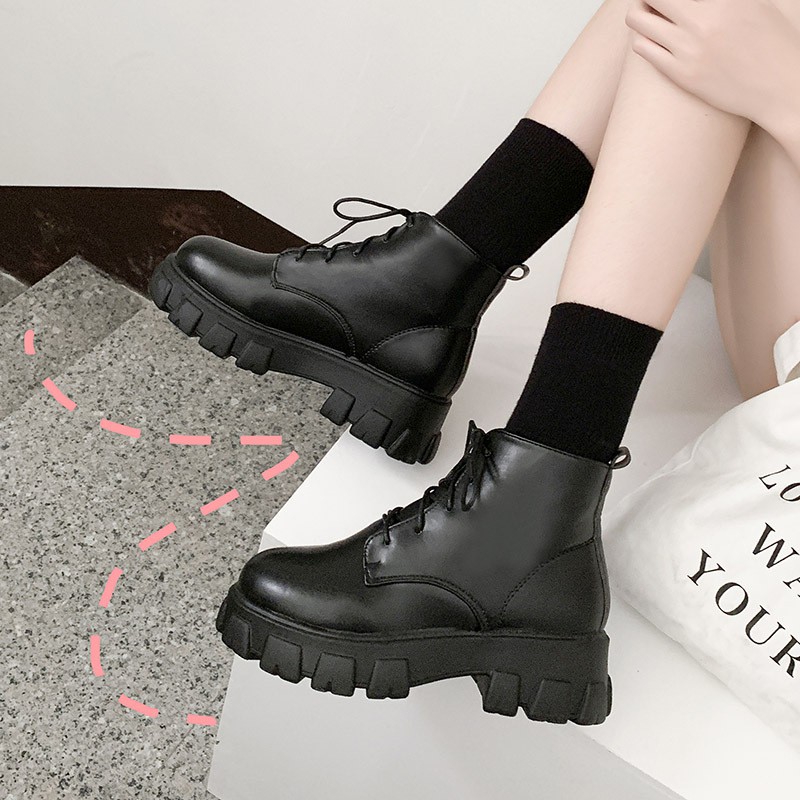 Miss Meow Giày Bốt Martin Gót Vuông Dày Phong Cách Hàn Quốc Cho Nữ | BigBuy360 - bigbuy360.vn