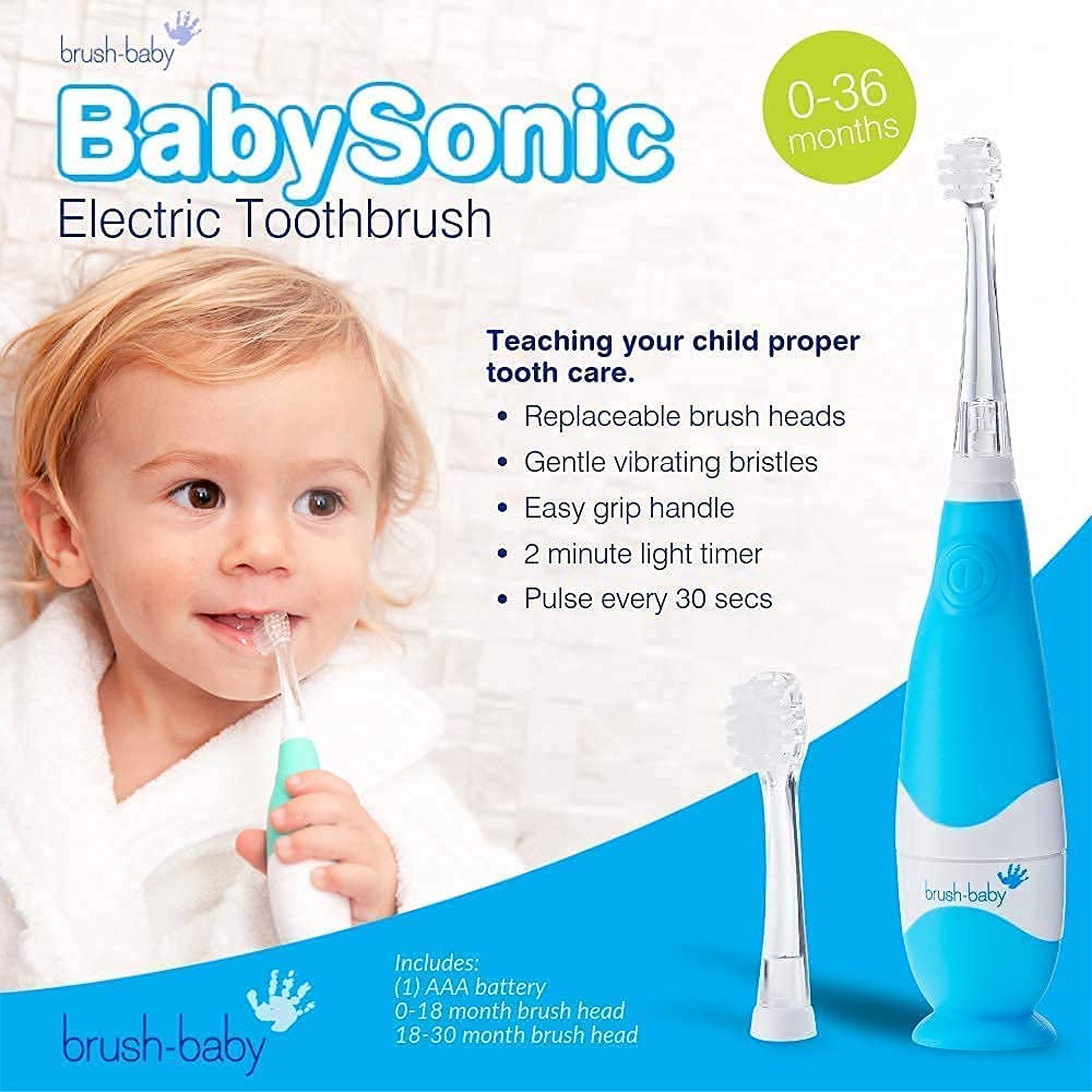 Bàn Chải  Đánh Răng Điện Cho Bé Brush Baby BabySonic Cho Trẻ Sơ Sinh Đến 3 Tuổi Kèm 2 Đầu Bàn Chải