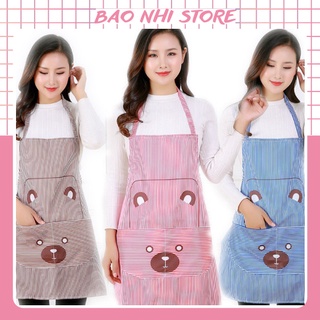 tạp dề vải chống nước thấm hình thú gấu quán cafe dễ thương nấu ăn làm bếp độ ngắn hợp lý phụ kiện  2455  baonhishop2202