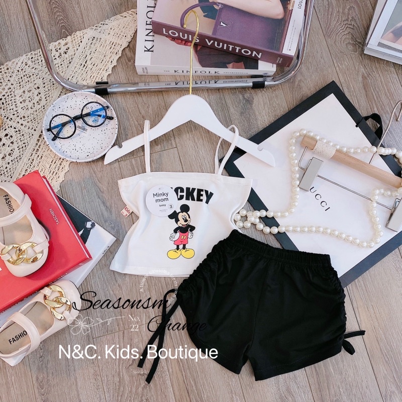 Xả Bộ Mkey 2 dây cotton mềm đẹp bé gái