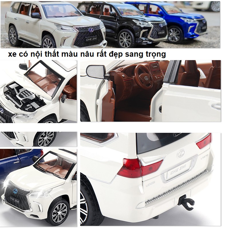 Xe mô hình ô tô Lexus LX570 tỉ lệ 1:24 xe đồ chơi trẻ em bằng kim loại có âm thanh và đèn