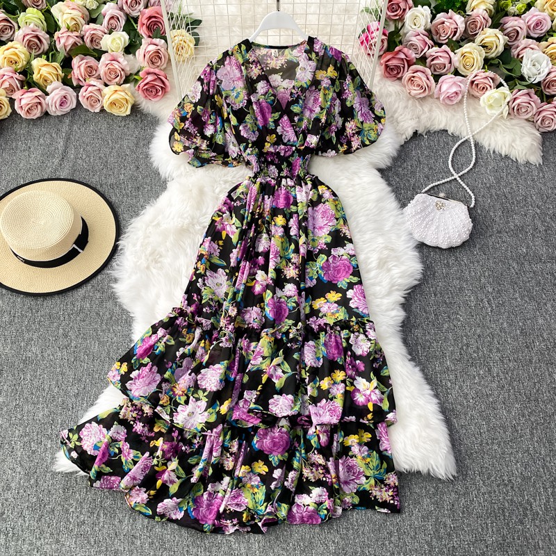 Váy Maxi Đi Biển Đầm Nữ Họa Tiết Hoa Đi Du Lịch Chụp Hình Sống Ảo