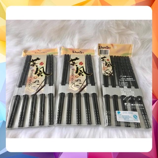 Đũa Nhật ShunTa Đen Xoắn Cao Cấp 22.5cm 10 đôi/bao