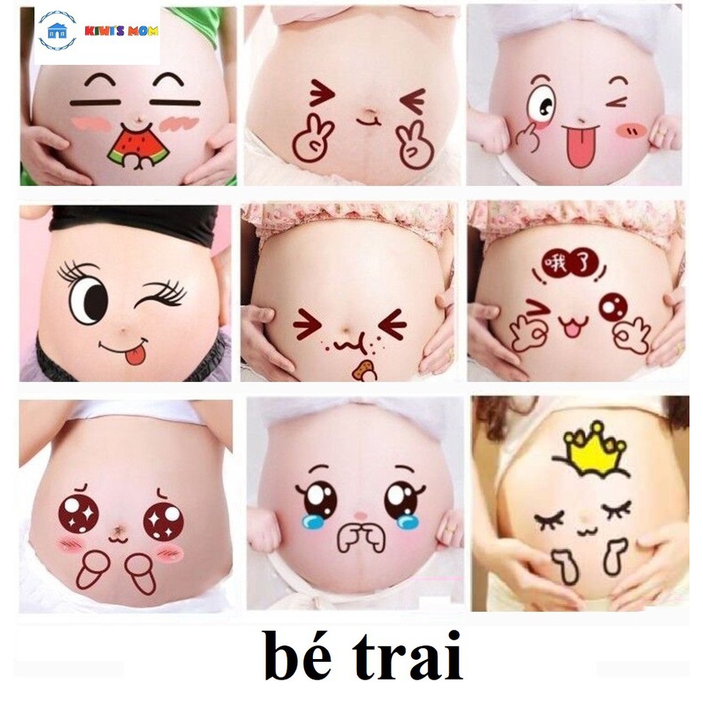 Set 5 Hình dán bụng bầu dễ thương