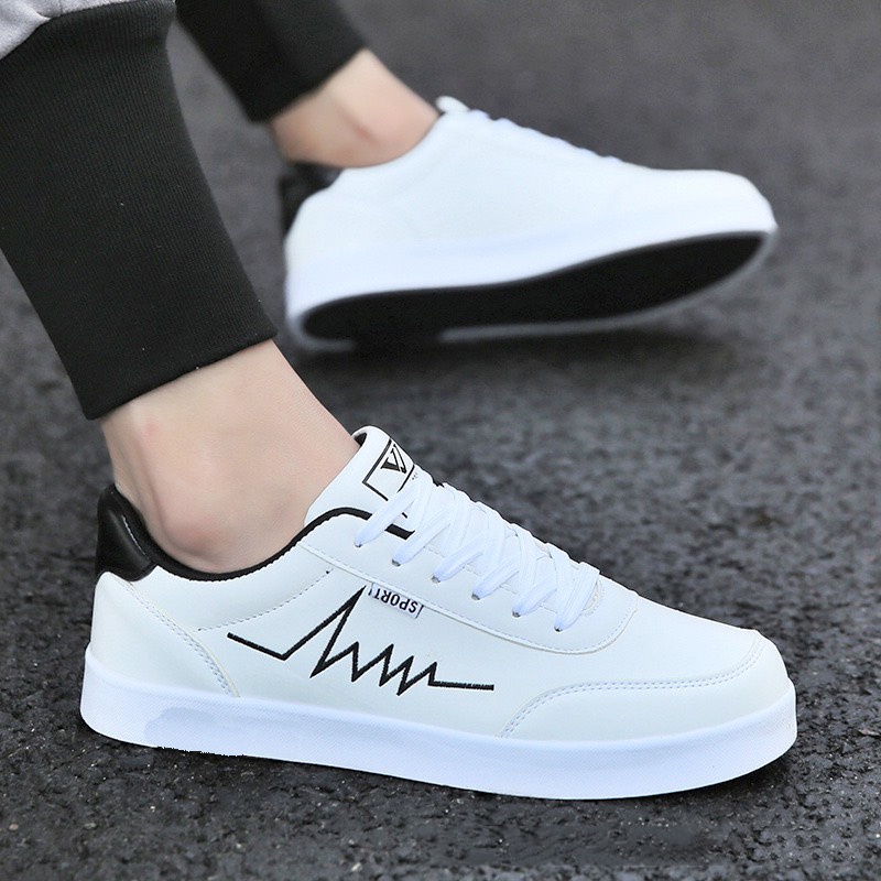 Giày thể thao sneaker nam thêu Nhịp Tim Đen Cá Tính