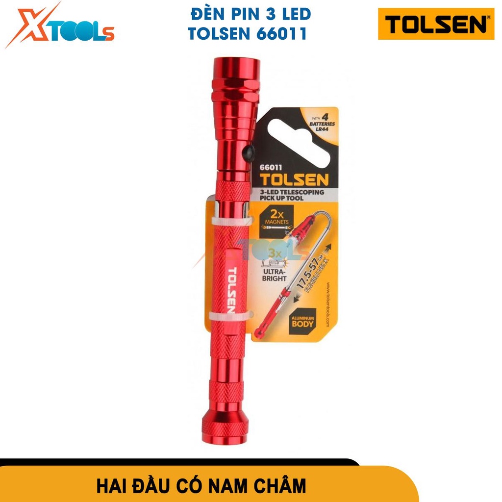 Bộ 3 đèn pin cầm tay 66011, đèn pin LED siêu sáng, bộ gồm 3 màu đỏ, xanh, đen [CHÍNH HÃNG][XTOOLS]