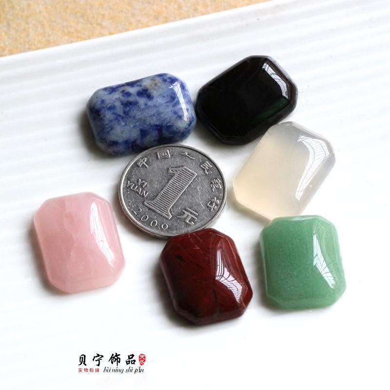 Nhẫn Đá Mã Não Hình Chữ Nhật Màu Đen / Xám / Xanh Lá / Hồng 18x25mm