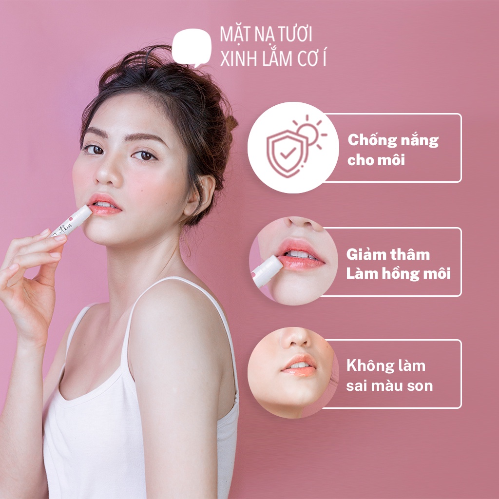 Son dưỡng ẩm hồng môi JUST KISS 5g giúp chống nắng hồng môi chuẩn màu son - Mặt Nạ Tươi