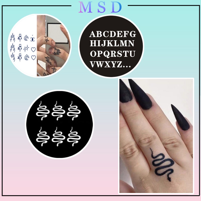 [ngón tay / ngọn lửa / con rắn / chữ cái] Hình Xăm Dán Tạm Thời Chống Thấm Nước 15 Ngày Hình xăm rắn độc đáo