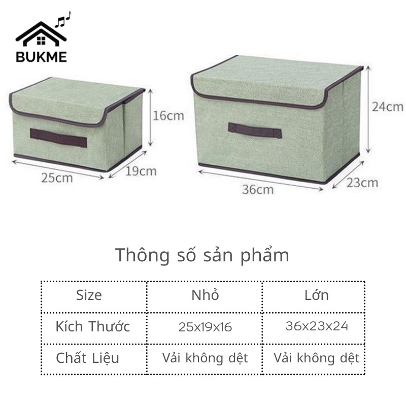 Combo 2 hộp vải đựng quần áo, Hộp đựng đồ lót tất vớ, đồ chơi, chất liệu vải bố siêu bền, có thể gấp gọn HQA-B