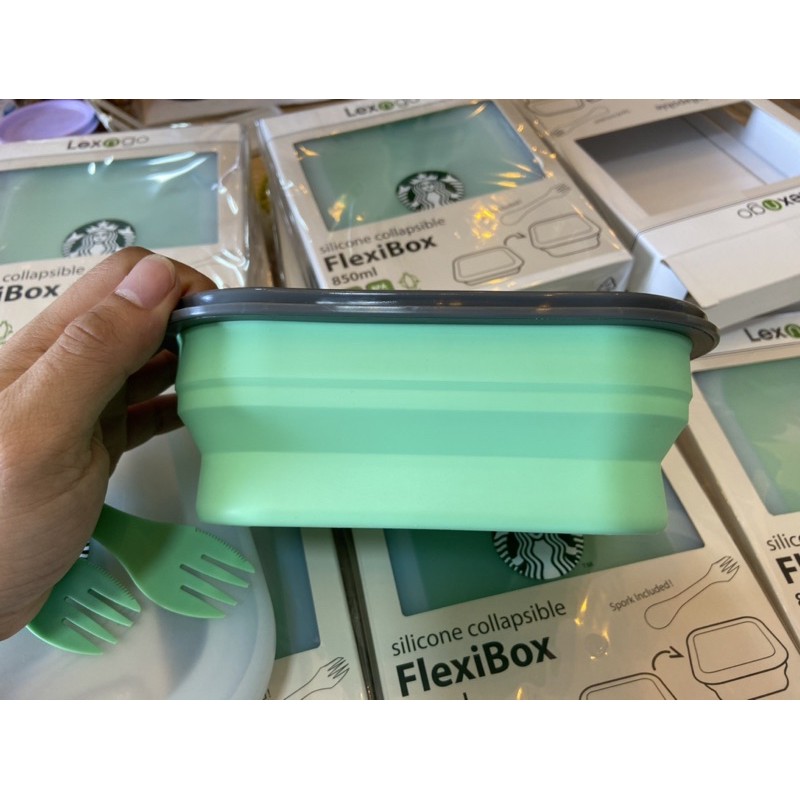 850ml Starbuck LexnGo Silicone Flexibox - Hộp Silicone đựng thực phẩm - 0% BPA , dùng được trong lò Vi sóng