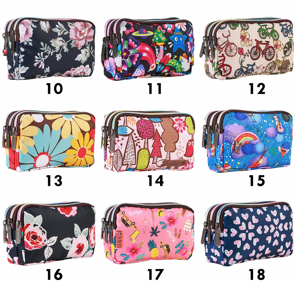 Ví Đựng Tiền/Điện Thoại Mini Vải Canvas In Hoa Chống Thấm Nước Có Ngăn Đựng Thẻ Thời Trang Cho Nữ