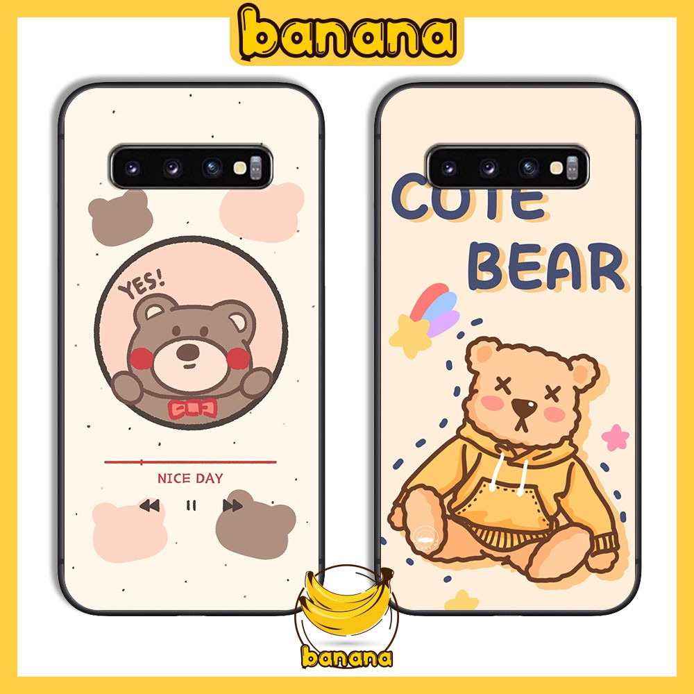 Ốp Samsung 😍 Ốp lưng Samsung S10 S10 Plus Cute Bear nhựa cao cấp viền silicon - Banana Store