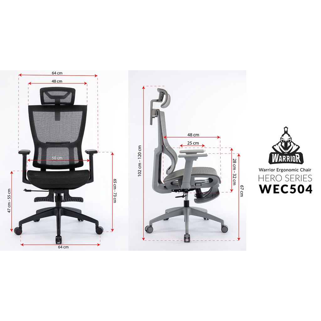 [Mới] Ghế công thái học Warrior Hero series – WEC504 (Hàng chính hãng) - Thiết kế Ergonomic bảo vệ cột sống