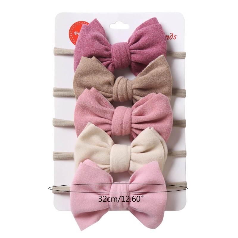 Set 5 Băng Đô Nơ Co Giãn Mềm Mại Thời Trang Cho Bé Gái