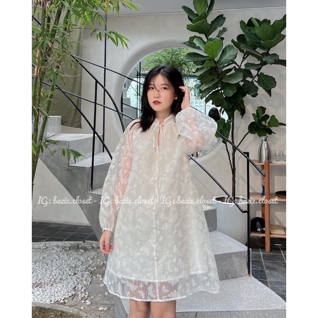 Váy babydoll cổ tàu cột nơ 💐