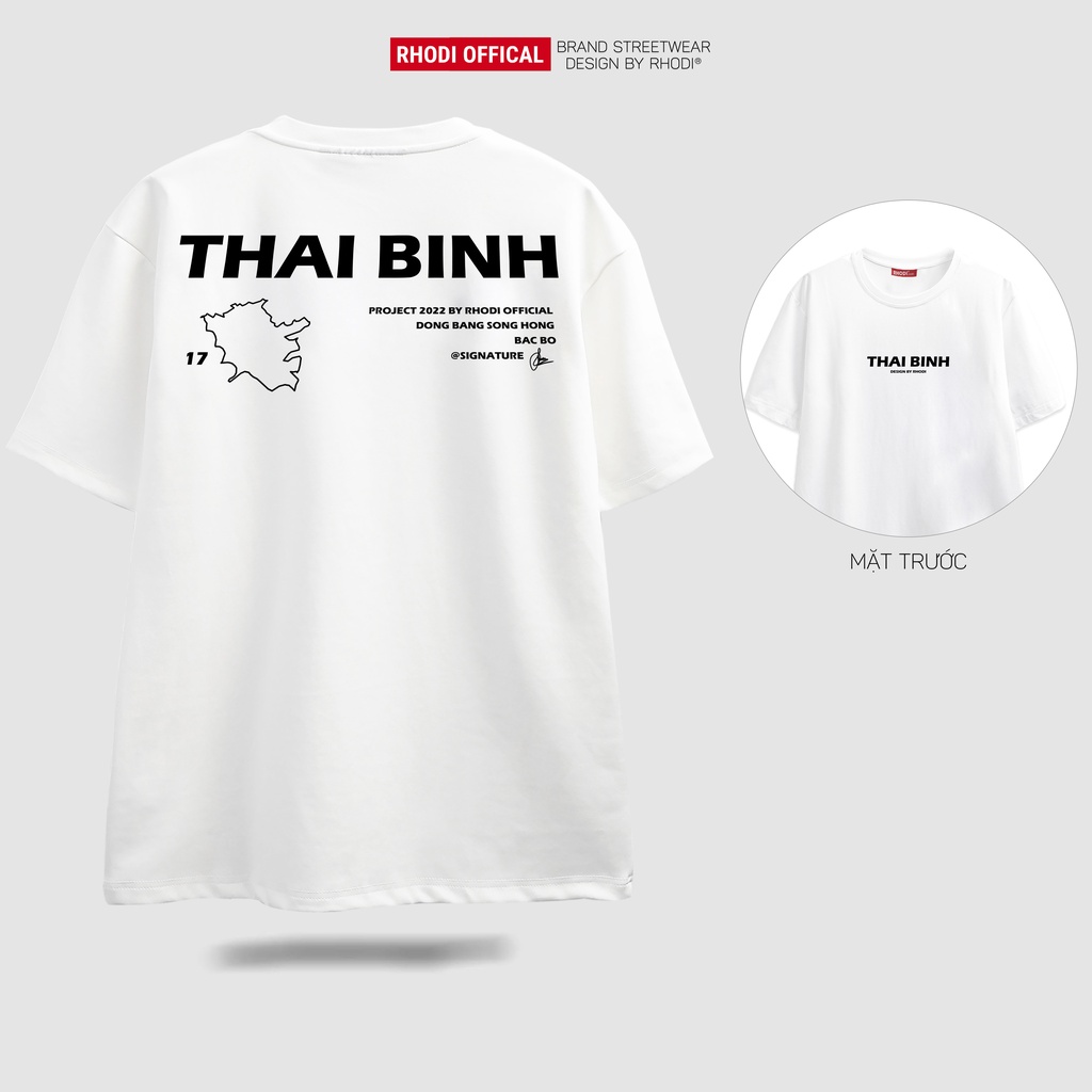 Áo thun local brand RHODI phông cổ tròn tay lỡ unisex nam nữ thế hệ genz Text Thái Bình