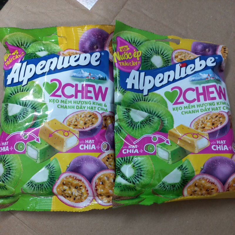 Kẹo Alpenliebe 2chew hương chanh dây hạt chia