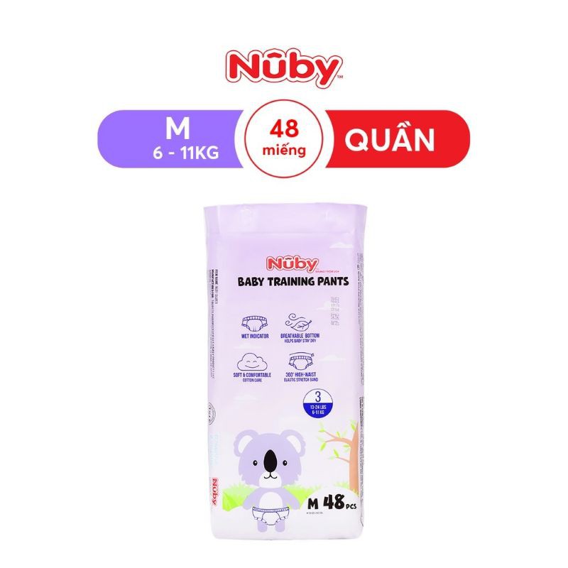 Tã/Bỉm Quần, Dán Nuby loại mới 2020, hàng chính hãng, size M48/L46/XL44