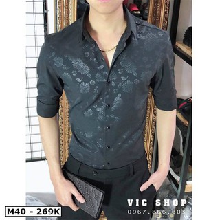 Áo sơ mi tay dài M040 họa tiết đơn giản