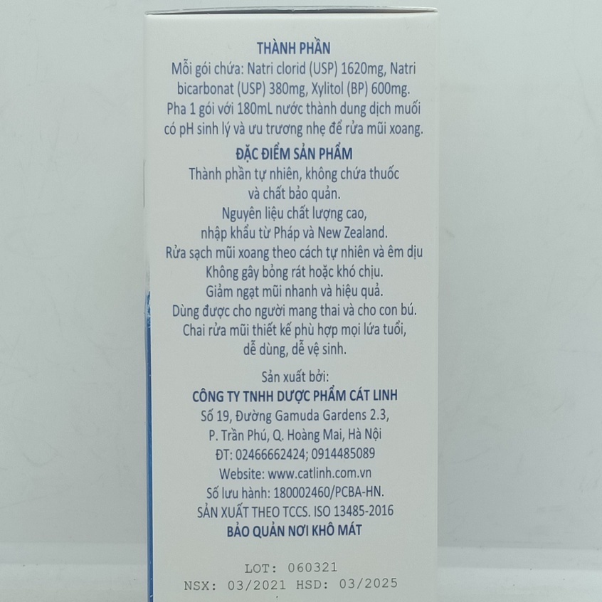 Muối rửa mũi xoang SinuFresh Cát Linh Hỗn Hợp Muỗi Biển NaNo - Vệ Sinh Mũi, Giảm Nghẹt Mũi