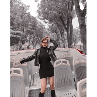 Áo da <Freeship>Áo khoác da nữ croptop basic freesize hot trend