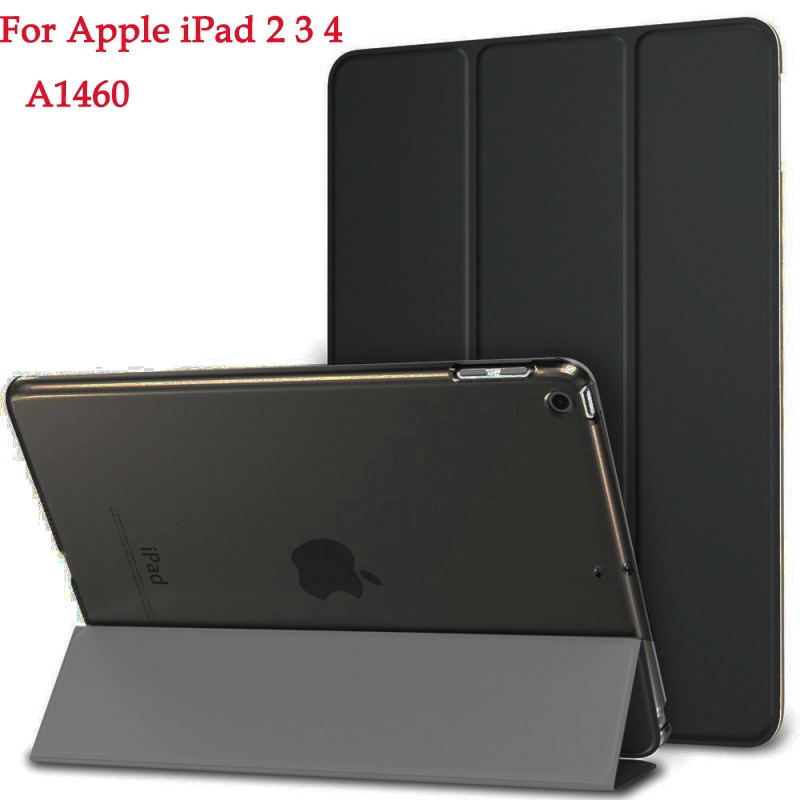 iPad 2 3 4 A1460 Case PC Hard Back Folio Stand with Auto Sleep/Wake Up PU Leather Smart Cover