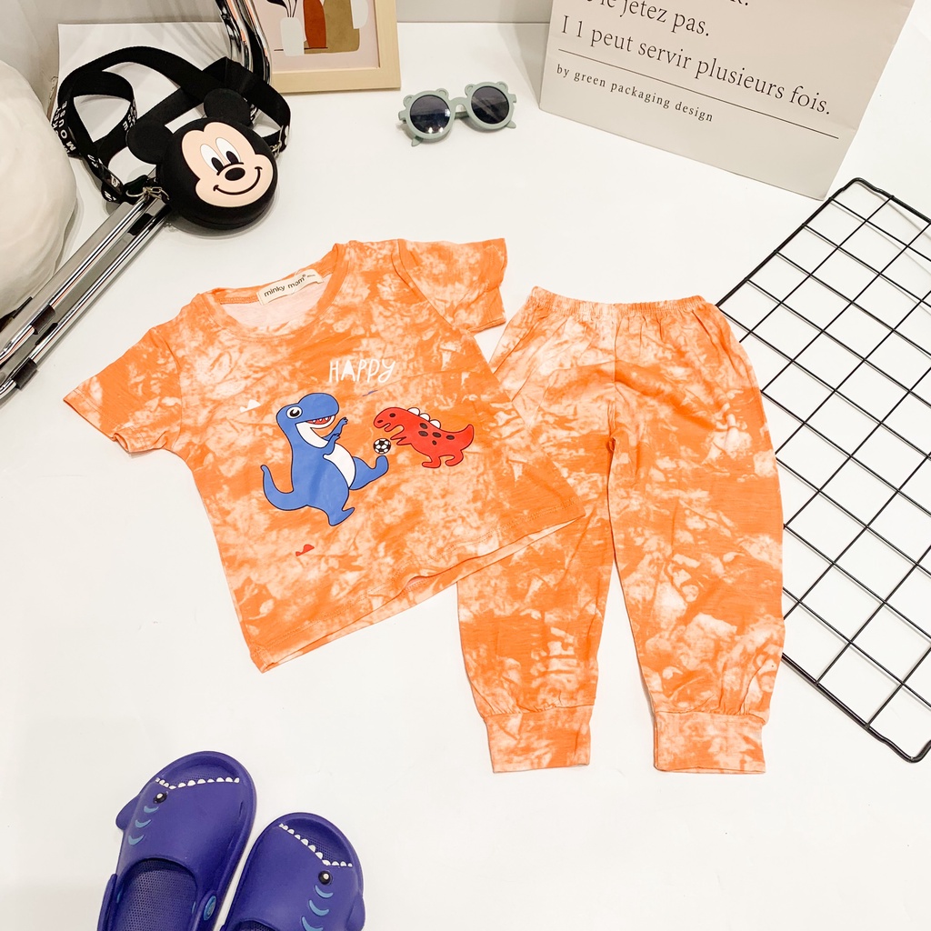 [SALE] Bộ Dài Tay Cho Bé Trai, Bé Gái Minky Mom Vải Thun Lạnh Loang Tye Dye, Đồ Bộ Cho Bé Mặc Nhà Thu Đông MKMTD2203