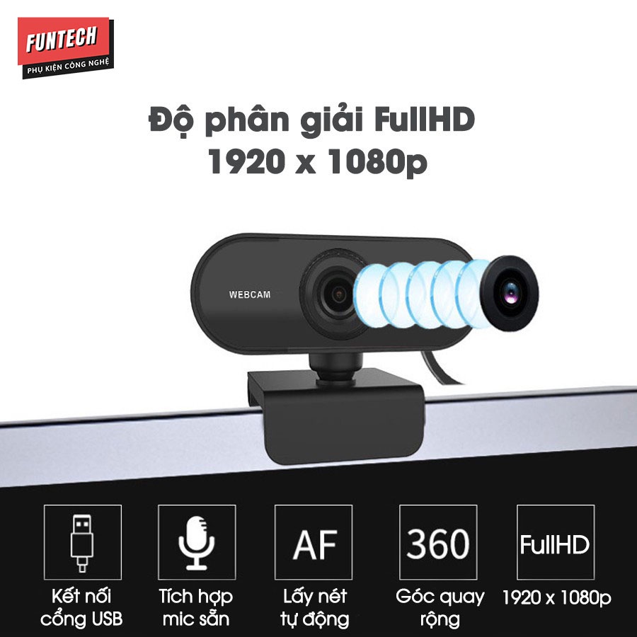 Webcam máy tính full HD 1080p cực nét có Mic dùng cho máy tính laptop full box và phụ kiện luceogroup