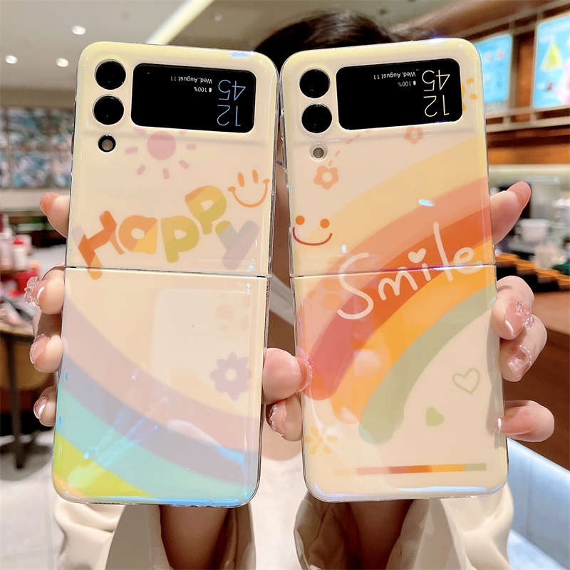 Ốp Điện Thoại Cứng In Hình Cầu Vồng/Mặt Cười Dễ Thương Cho Samsung Galaxy Z Flip 3 Z Flip 3 5G
