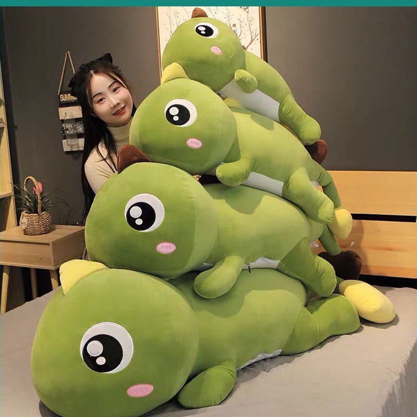 Gấu bông to khủng long mắt lồi size 1m1 - 70cm, Gối ôm khủng long đuôi tim - Chất liệu vải nhung Hàn Quốc cao cấp