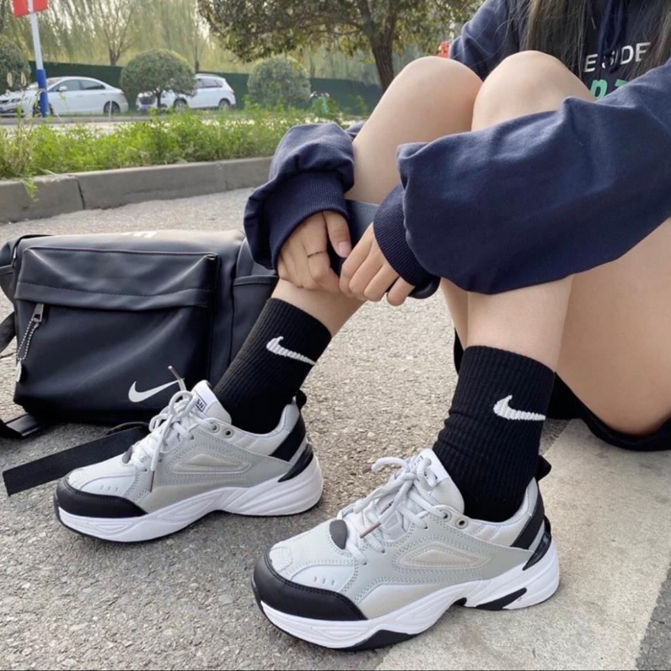 Tất ,Vớ Cổ Cao Nam Nữ  unisex Dệt Kim 2 Màu Đen Trắng