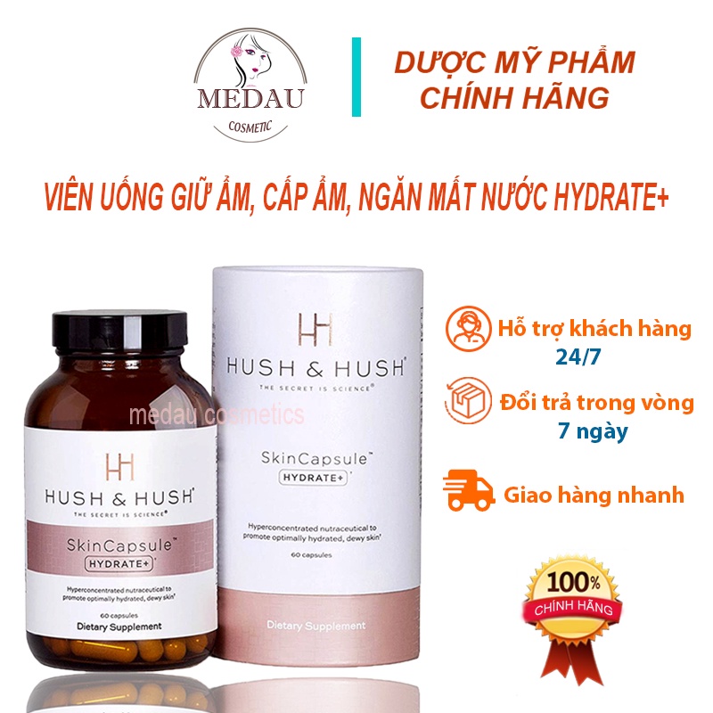 Viên Uống Giữ Ẩm, Cấp Ẩm, Ngăn Khô Da, Mất Nước Image Skincare Hush & Hush SkinCapsule Hydrate+ 60 viên