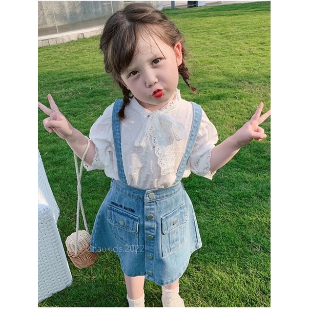 yếm bò kèm áo tay lỡ cho bé