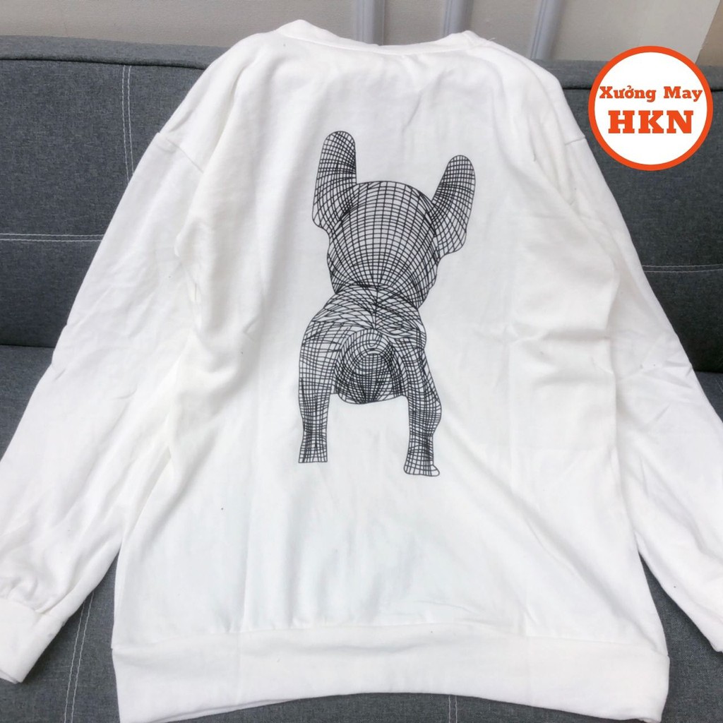 Áo Sweater Nỉ Nam Nữ Viền Chó Life Work Phong Cách Hàn Quốc Mã 694 Xưởng May HKN