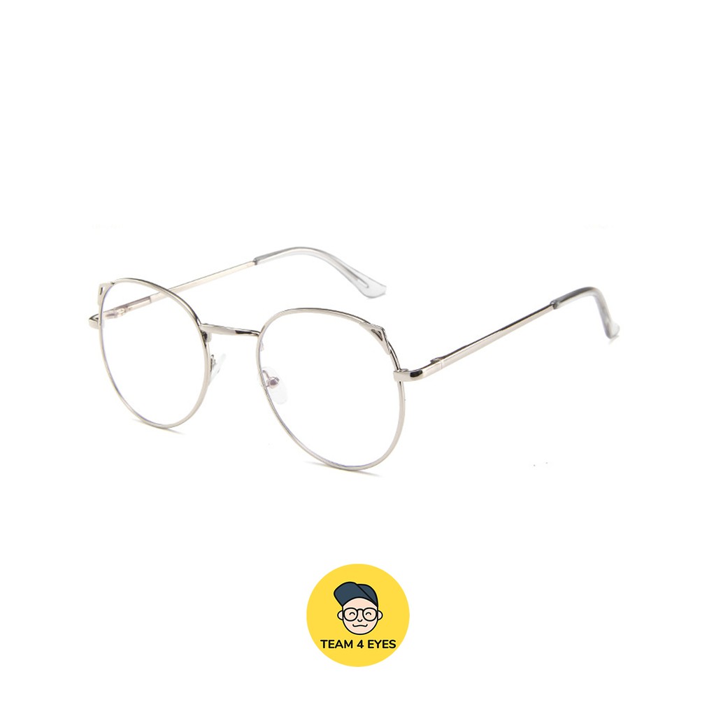 [ Ảnh thật ] Kính cận tròn cách điệu tai mèo thời trang cao cấp tròng 0 độ cắt ánh sáng xanh | BigBuy360 - bigbuy360.vn