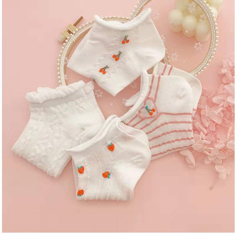Vớ lolita cổ thấp phong cách Hàn Quốc dễ thương hàng chất đẹp