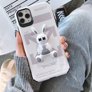 Ốp Lưng Da IMD Full dòng máy Hình Nổi Rabbit Off White