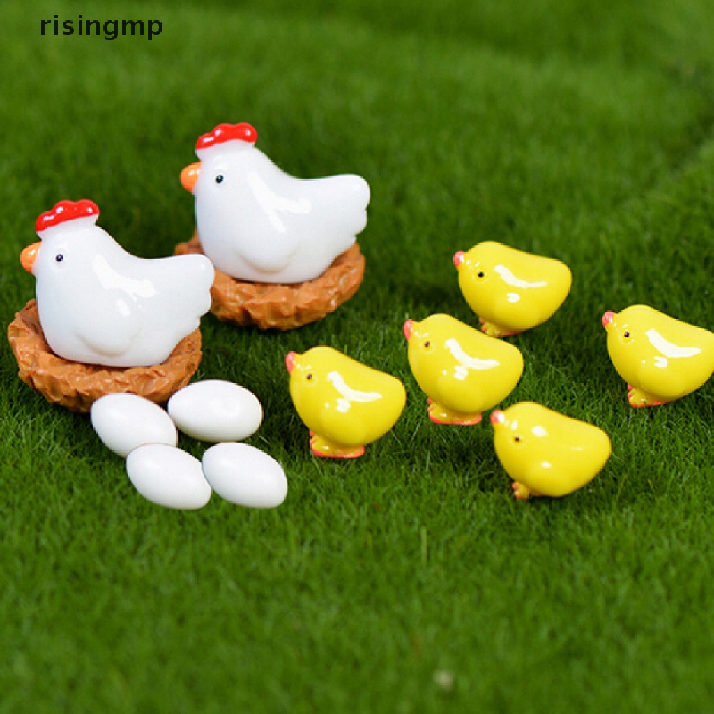 Mô Hình Chú Gà Mini Bằng Nhựa Resin Trang Trí Tiểu Cảnh ♨Trên đó